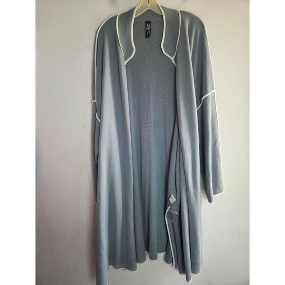 NWOT Marla Wynne Blue Grey Cotton Duster Length Open Cardigan Sweater size 3X - Picture 10 of 11